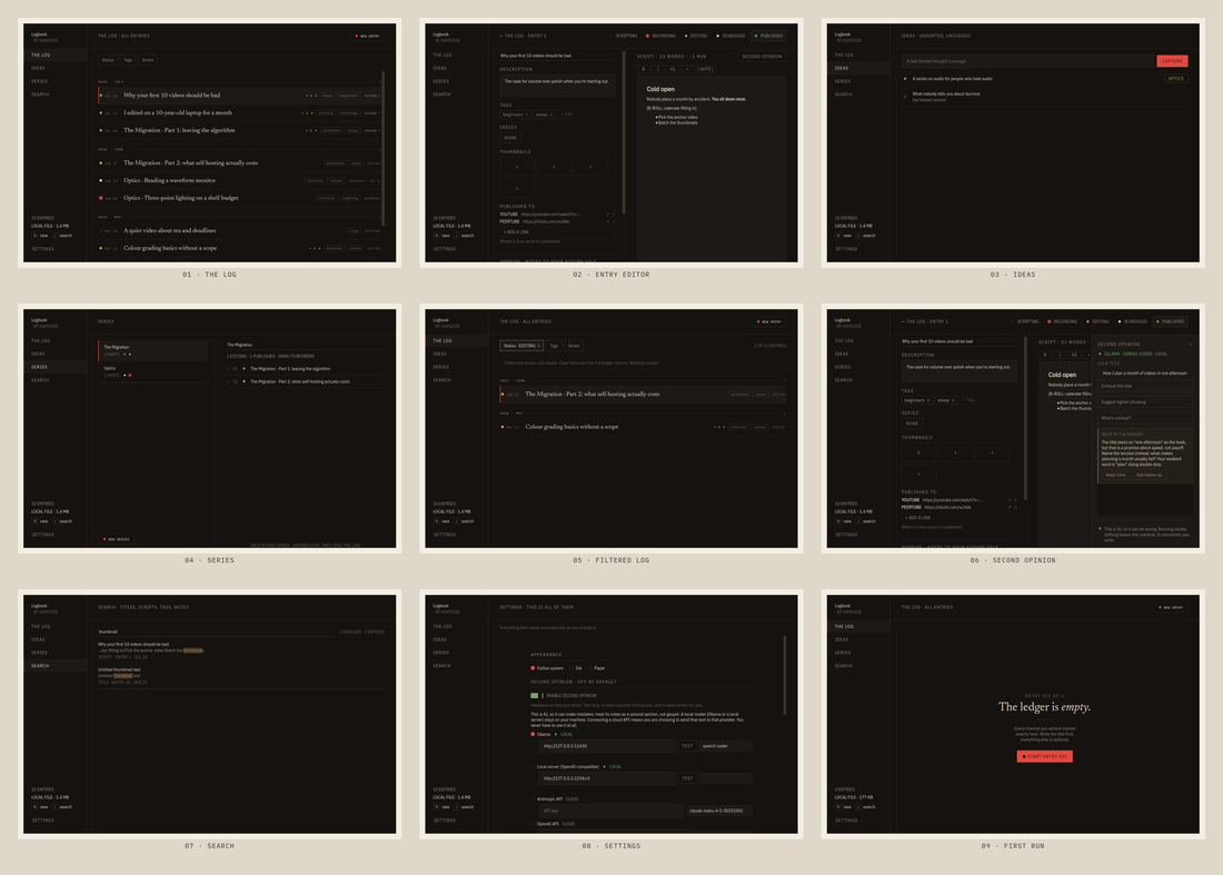 Logbook in its ink theme